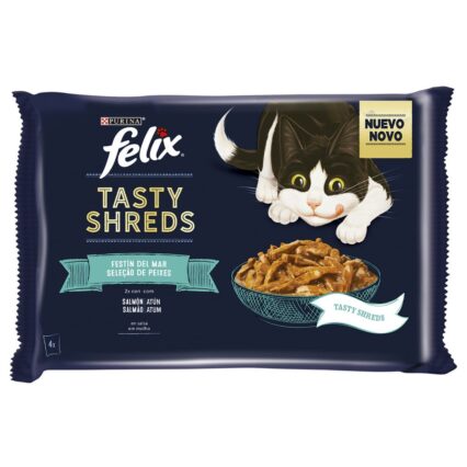 Felix Tasty Shreds Seleção de Peixes Atum e Salmão 4x80G​