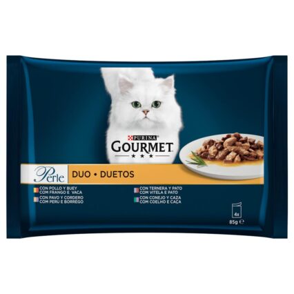 Gourmet Perle Duetos Carnes Delicadas Frango e Vaca 4x85g