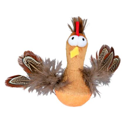 Frango em Pelúcia c/ Penas p/ Gatos 8cm