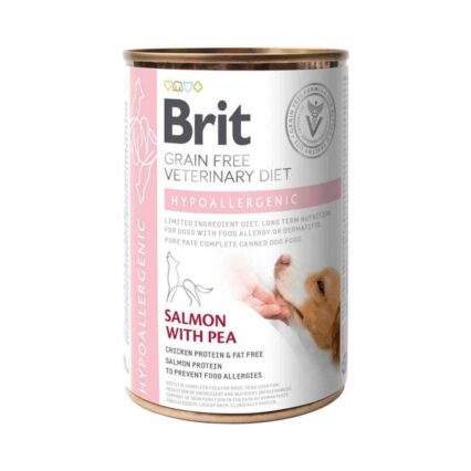 Brit Veterinary Diet Dog Hypoallergenic Grain Free Salmon Pea Wet 400gr