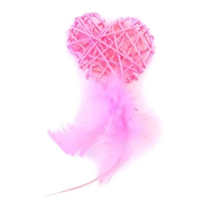 Brinquedo Gato Coração Rosa c/ Plumas