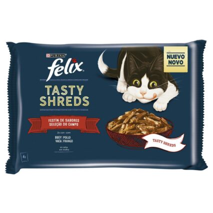 Felix Tasty Shreds Seleção do Campo Vaca e Frango 4x80G​
