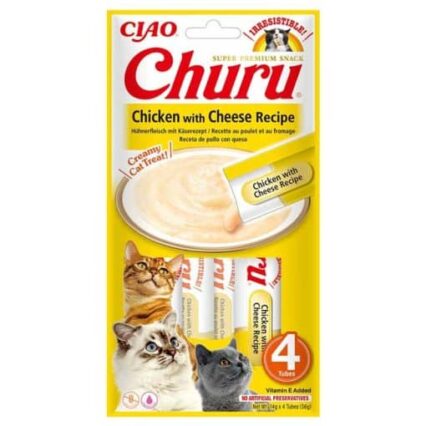 CHURU Gato Receita de Frango com Queijo 4x14gr