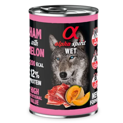 Alpha Spirit Dog Cans Ham with Melon 400g