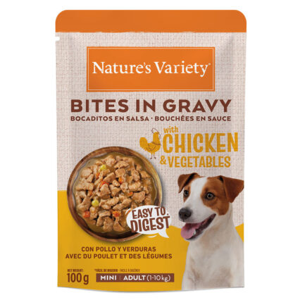 Nature's Variety Dog Wet Pedaços Molho Mini Frango & Vegetais 100gr