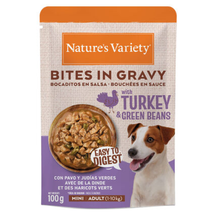 Nature's Variety Dog Wet Pedaços Molho Mini Peru & Feijao Verde 100gr