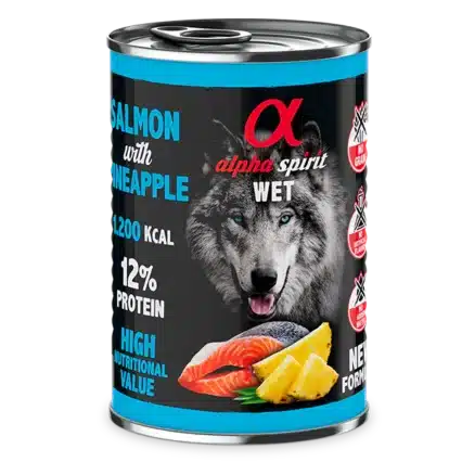 Alpha Spirit Dog Cans Salmon with Pineapple 400g