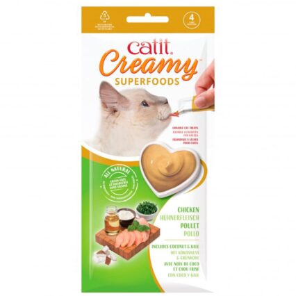 Catit Creamy Superfoods Frango, Coco&Kale 4x10g