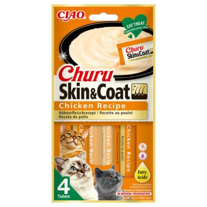 CHURU Gato Skin & Coat Receita de Frango 4X14gr