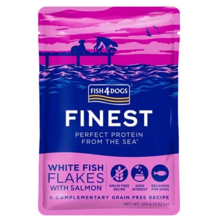 Fish 4 Dogs White Fish Flakes w/ Salmon 100g