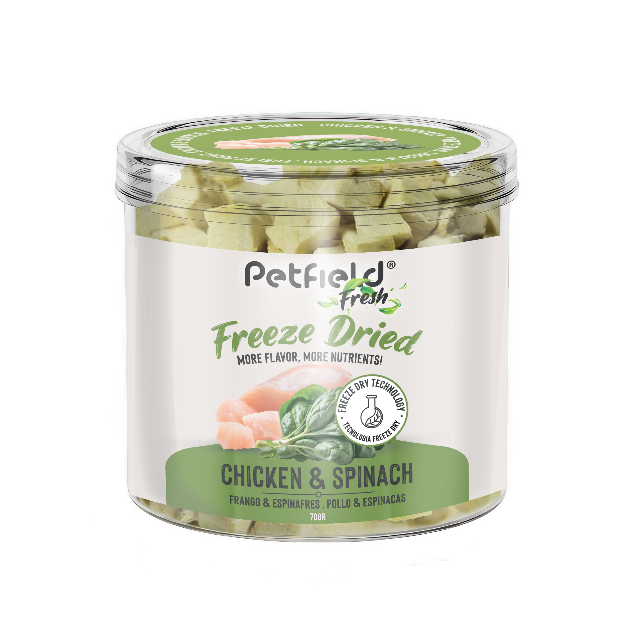 Petfield Fresh Freeze Dried Frango e Espinafres 70gr